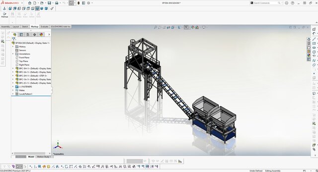 Batch Plant Conveyor & Hopper System – 3D CAD Assembly – image 2 of 7