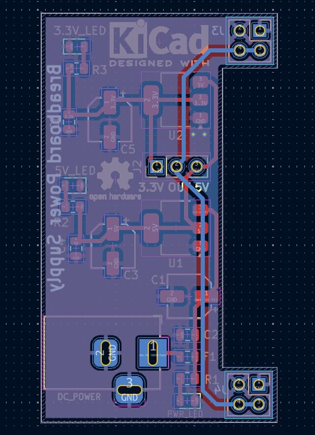 3D model of 5V & 3.3V Linear Regulated Power Supply