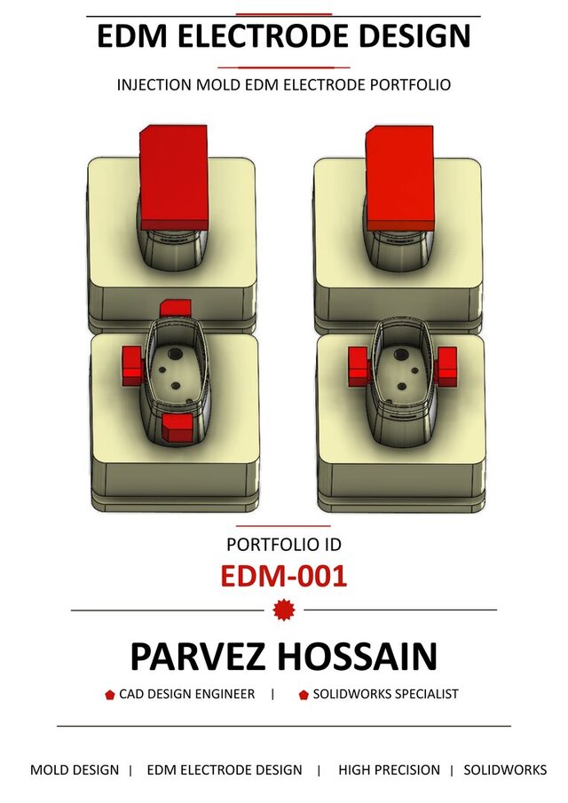 3D model of EDM Electrode Design for Plastic Injection Mold | SolidWorks
