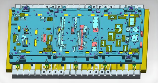 3D model of Automotive Progressive Stamping Die | 800T Press | Full UG NX Design