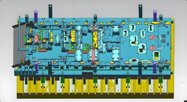 Automotive Progressive Stamping Die | 800T Press | Full UG NX Design