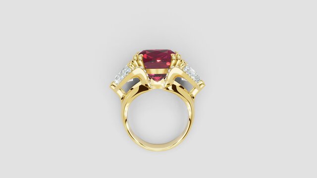 3D model of Custom Cocktail Ring: 2D Sketch to 3D CAD