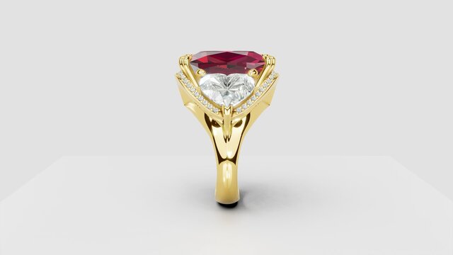 3D model of Custom Cocktail Ring: 2D Sketch to 3D CAD
