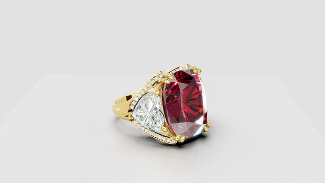 3D model of Custom Cocktail Ring: 2D Sketch to 3D CAD