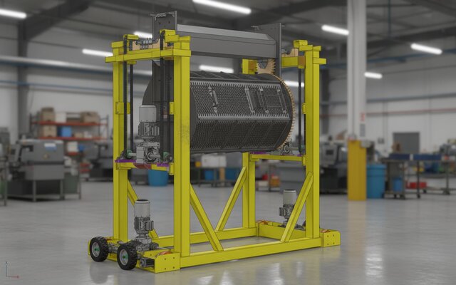 “Heavy-Duty Drum Turning Unit – Custom Gear & Chain Transmission”