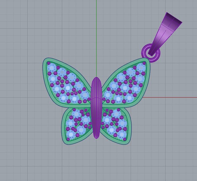 Butterfly Pendant – Jewelry CAD Design – image 2 of 3