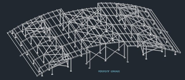 3D model of Curved Steel Roof Structure – Tekla Modeling