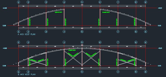 3D model of Curved Steel Roof Structure – Tekla Modeling