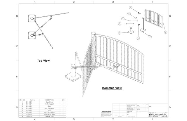 3D model of Synchronized Double-Swing Gate Mechanism