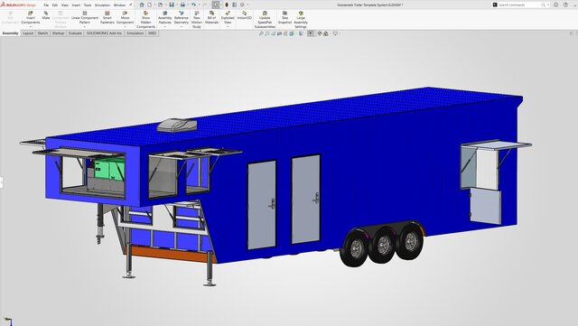 3D model of Gooseneck Food Kitchen Trailer | Complete Mechanical Design