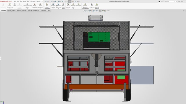 3D model of Gooseneck Food Kitchen Trailer | Complete Mechanical Design