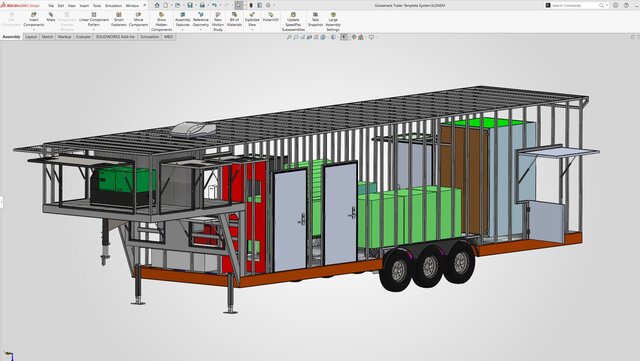 3D model of Gooseneck Food Kitchen Trailer | Complete Mechanical Design