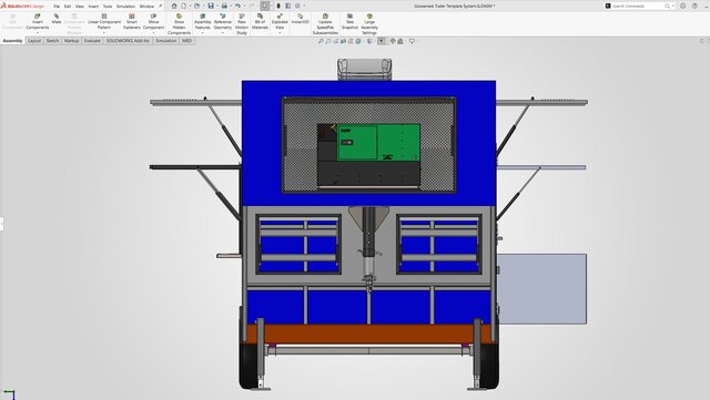 3D model of Gooseneck Food Kitchen Trailer | Complete Mechanical Design