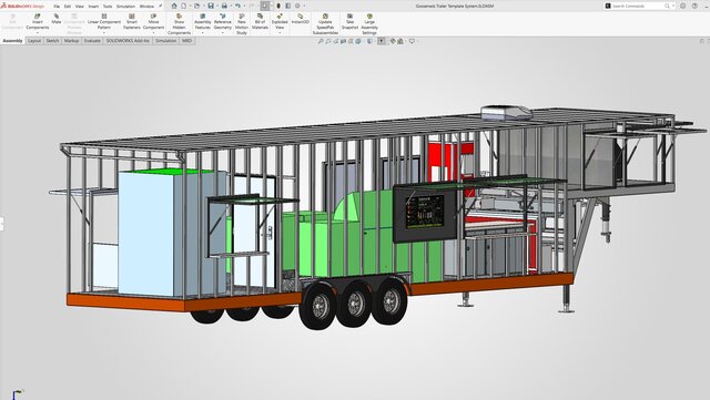 3D model of Gooseneck Food Kitchen Trailer | Complete Mechanical Design