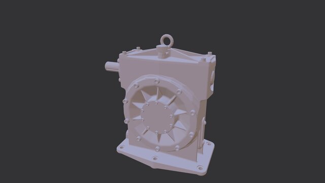 3D model of worm-type-gearbox-exploded2