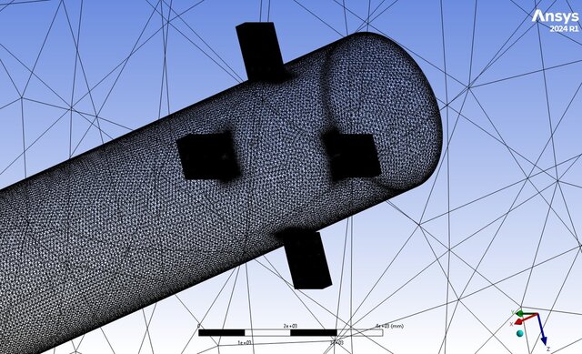 3D model of CFD Mesh Generation for Rocket Body with Grid Fins