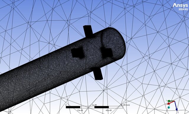 3D model of CFD Mesh Generation for Rocket Body with Grid Fins