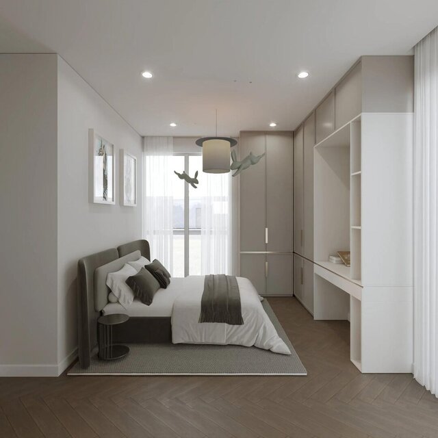 ELA Apartment Interior | Curved Stone Arch, Lime Plaster and Oak Herringbone – image 5 of 5