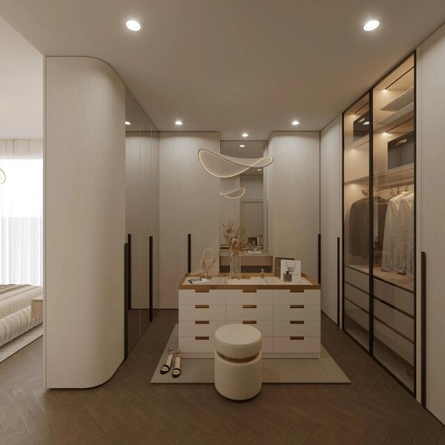 ELA Apartment Interior | Curved Stone Arch, Lime Plaster and Oak Herringbone – image 4 of 5