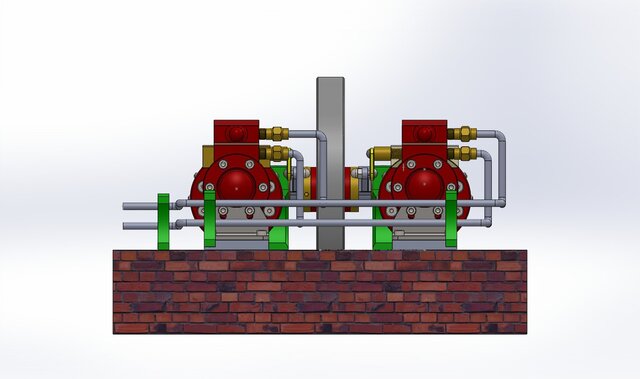 3D model of Twin Steam Engines In Factory Layout