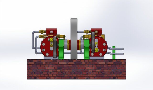 3D model of Twin Steam Engines In Factory Layout
