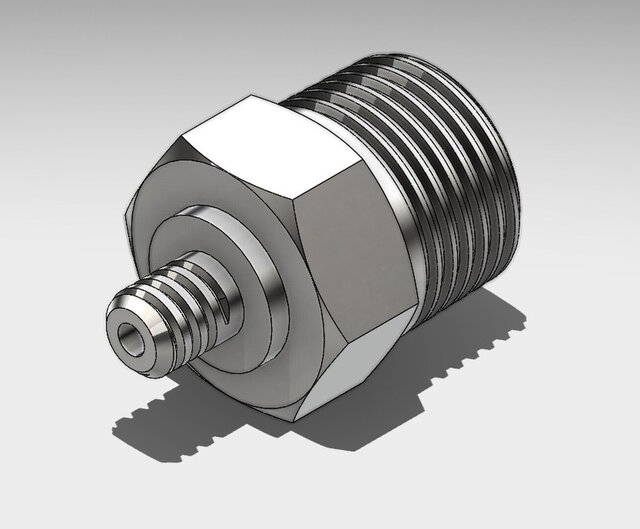 3D model of Ø7.7 METRIC - Ø1/2" NPTM ADAPTOR