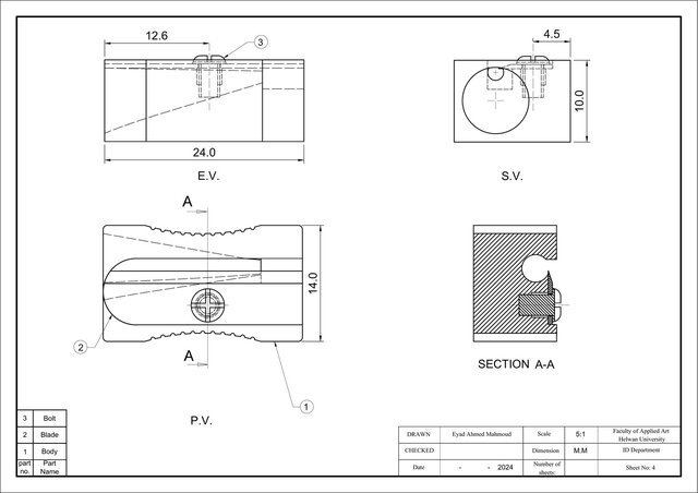 3D model of Reverse-Engineered Metal Sharpener — CAD Model & Engineering Drawings