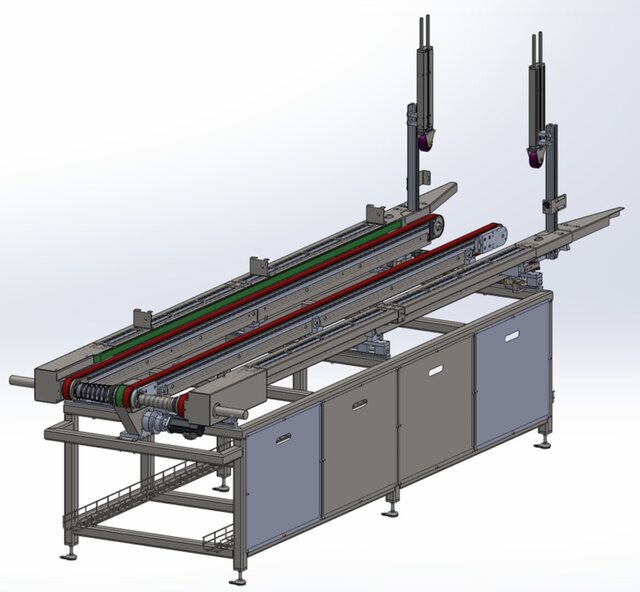 3D model of Carton conveyor working with robots