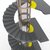 modern glass elevator with spiral staircase