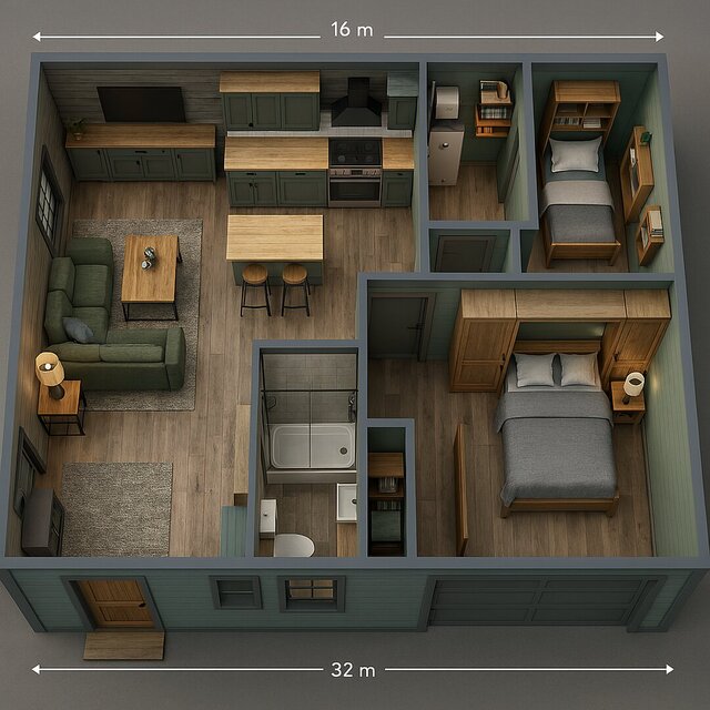 3D Model of a Small Living Space