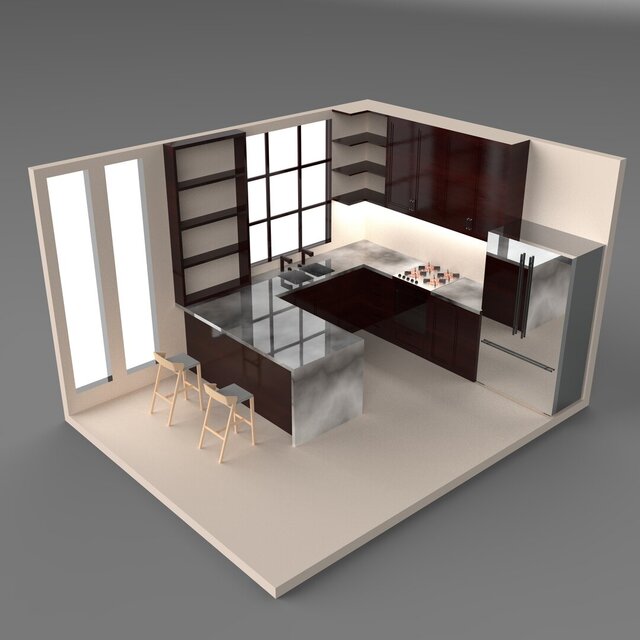 Isometric Kitchen Interior