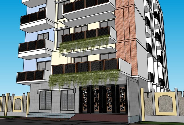 3D model of 3d design of a apartment house
