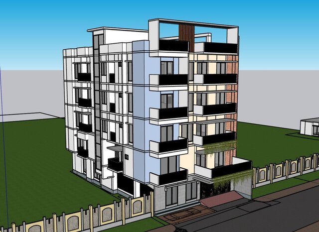 3D model of 3d design of a apartment house