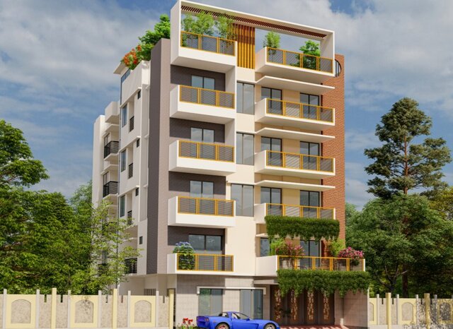 3D model of 3d design of a apartment house