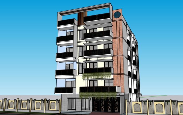 3D model of 3d design of a apartment house
