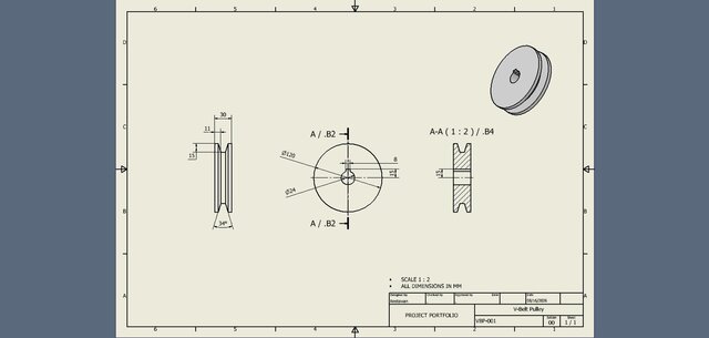3D model of v-belt-pulley