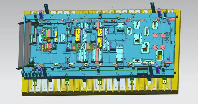 3D model of 800T Steel Progressive Die | Production-Grade Stamping Tooling