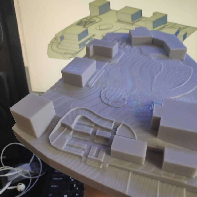 3D model of Full Cycle: Topographic Survey → Grading Design → 3D Printed Scale Model for Client Presentation