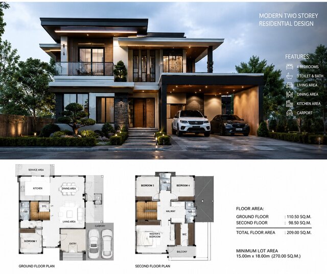 3D model of modern-two-story-home-architectural-design-1-