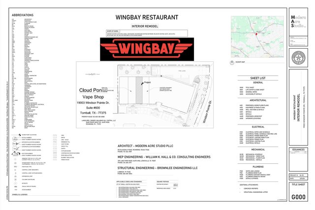 3D model of Complete Architectural Documentation & Interior Remodel – WingBay Restaurant | Tomball, TX