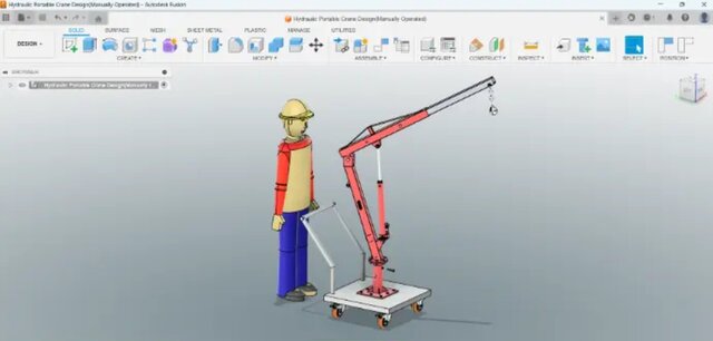 3D model of hydraulic-portable-crane-design-200kg-capacity-manually-operated-