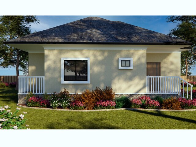 3D model of Modern Single-Story Residential Cottage