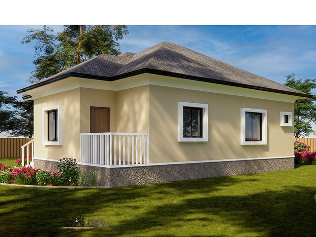 3D model of Modern Single-Story Residential Cottage