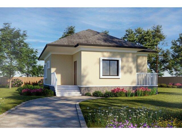 3D model of Modern Single-Story Residential Cottage