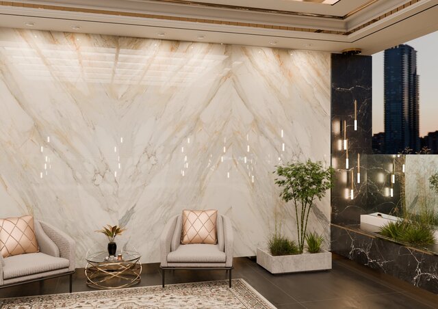 Marble Material Showcase in A Luxury Lounge