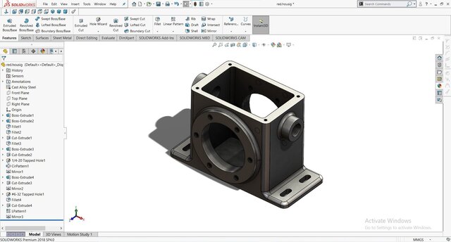 Precision Gear Reducer Housing – SolidWorks 3D Model.