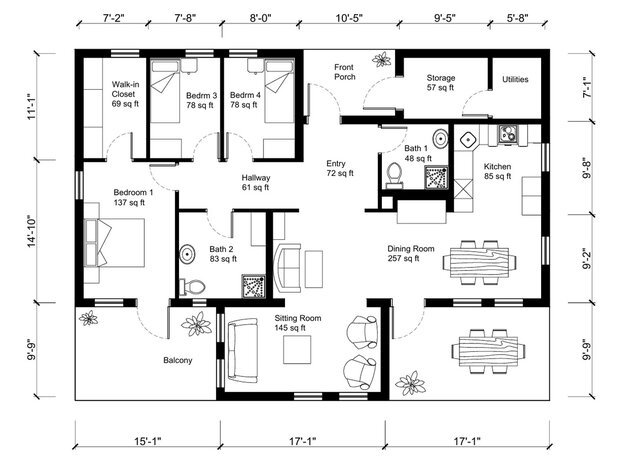 Floor Plans Drafting in AutoCAD – image 1 of 2