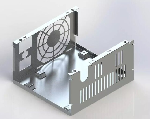 3D model of Compact Ventilated Electronics Enclosure – Sheet Metal Design & Assembly