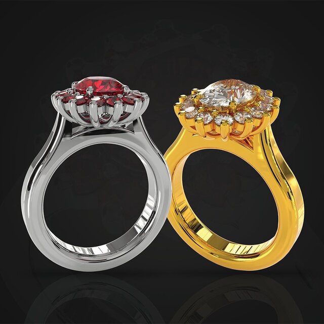 Oval Halo Cluster Ring | 3D Jewelry CAD | STL + Render