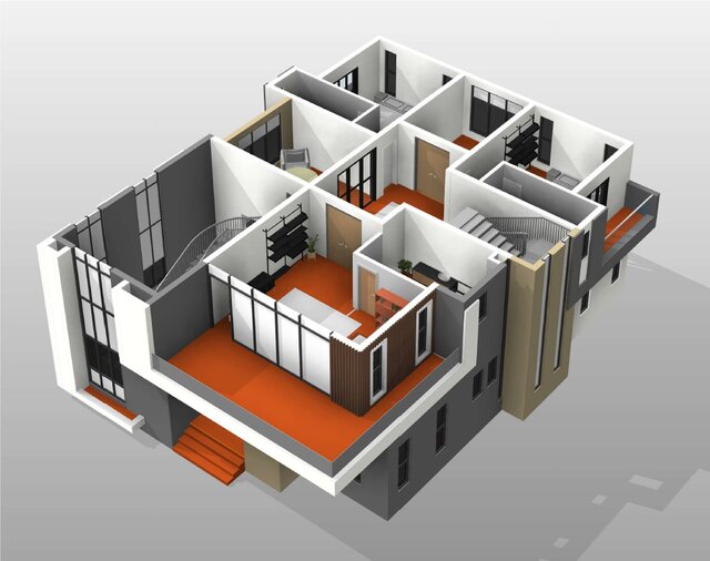 3D model of Modern 3-Story Residence: Full BIM Model & Architectural Sheet Set
